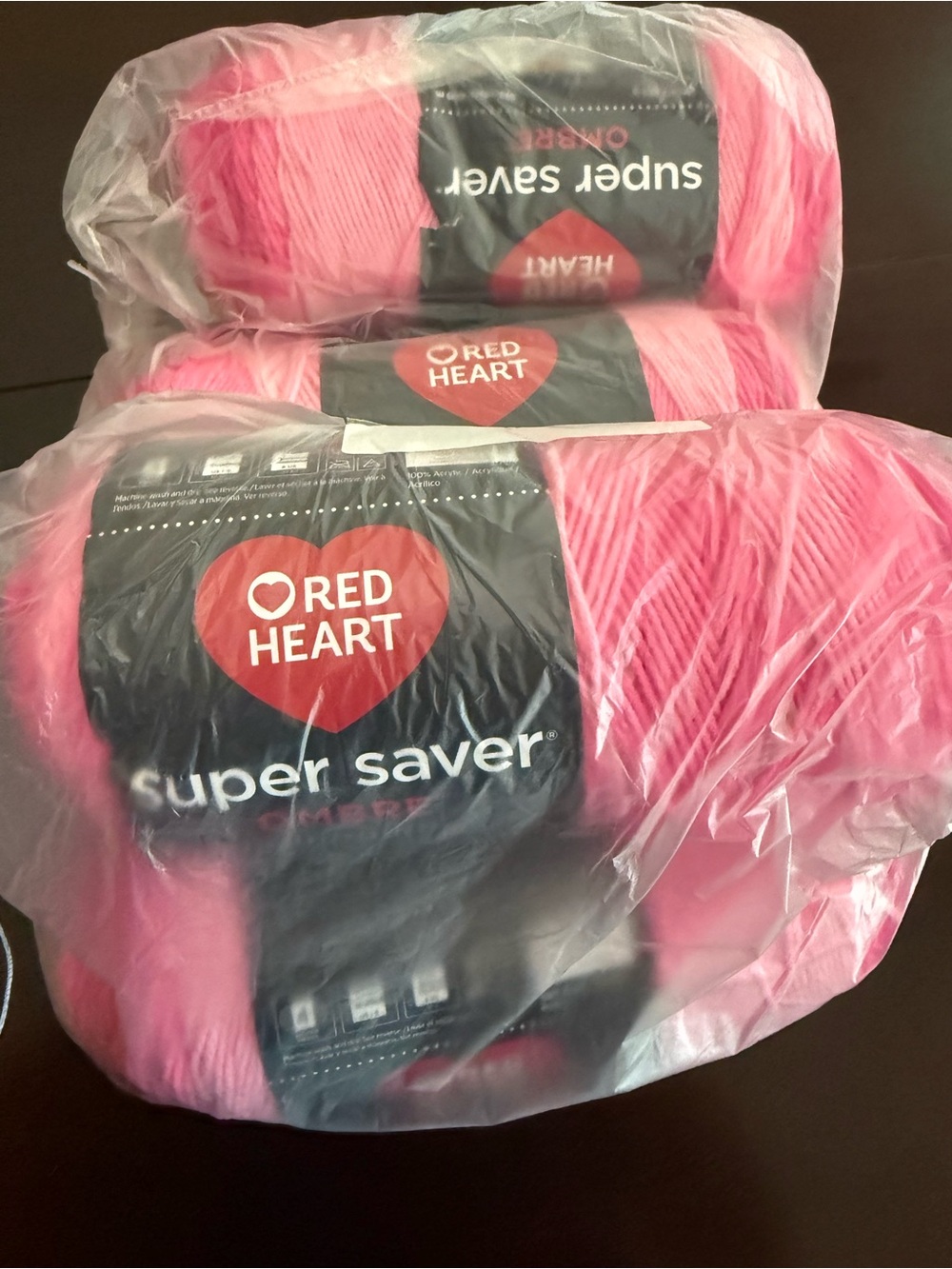 Red Heart Super Saver Ombre Pink Jazzy Yarn - Bright Hot Pink - Picture 7 of 7